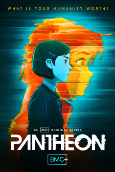 A poster for the series Pantheon featuring Maddie and her avatar behind her.